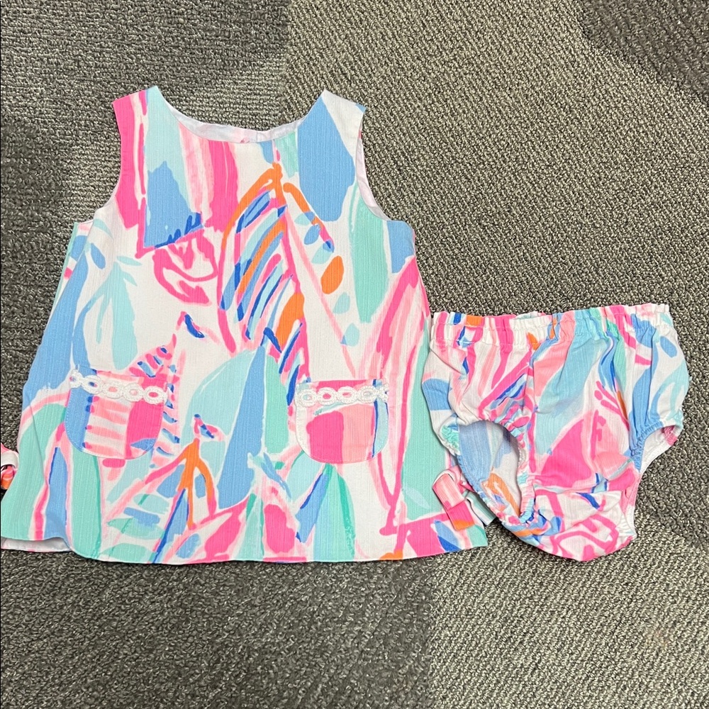 NWOT Lilly Pulitzer Colorful Sleeveless Dress and Bloomers Set 6-12 months